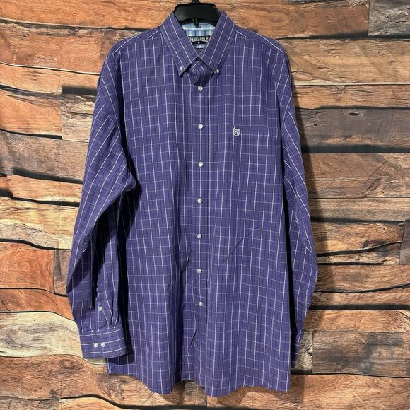 Panhandle Slim Large Tall Purple Plaid Long Sleeve Button Up Western Shirt - Picture 1 of 6
